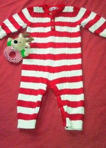 Cable-knit striped bright sweater onesie (unisex)